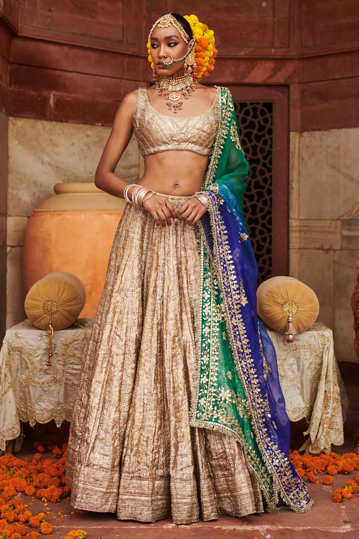 Buy ITRH, Designer Silver Lampi Work Lehenga Set Online
